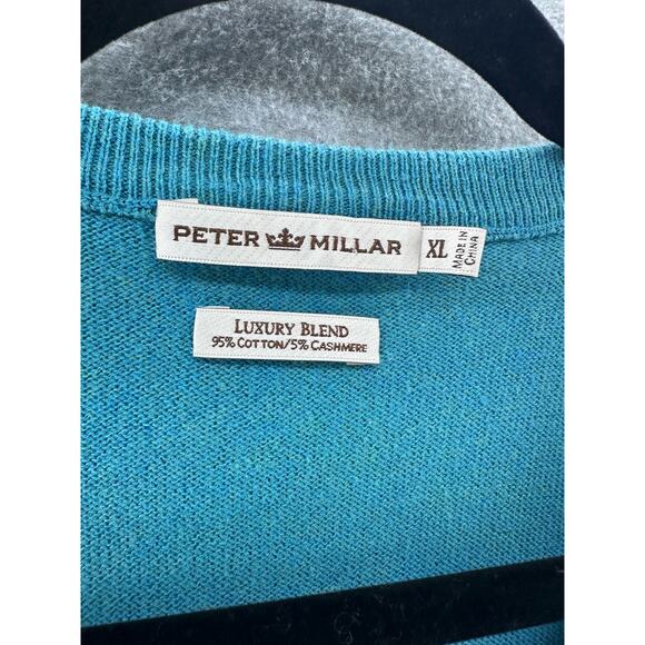 Peter Millar Men’s XL Cashmere Cotton Blend Vneck Lightweight Sweater Pullover - Picture 4 of 9